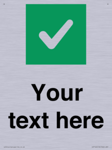 Custom plain background, green square with tick sign
